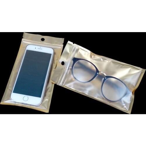 18*26cm Retail Packaging small zip plastic bags with hang hole, small gift packaging gold Ziplock Zip Lock Bag