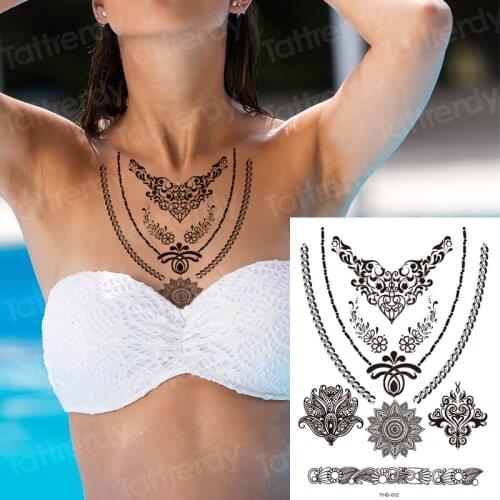 25 Styles Sexy Lace Black Henna Temporary Tattoo Sticker Women Hand Jewelry Tatoo Paste Waterproof Fake Body Art Tattoo Stickers