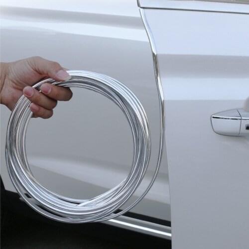 5m Car Anti-collision PVC Electroplating Strips Car Door Seal Strip Crash Protection U-shaped Glossy Strips Auto Decal Stickers