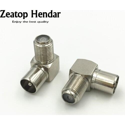 5Pcs Brass F Female Jack to TV Male Plug 90 Degree Right Angle TV Aerial Cable RF Coaxial Coax Connector