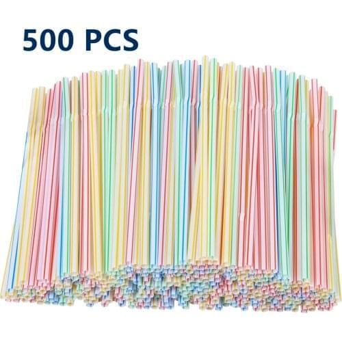 500 Pcs Disposable Straw Party Event Supplies Bar Shop Summer fruit juice Drinking Straws Bendable Elbow Straws Color Random