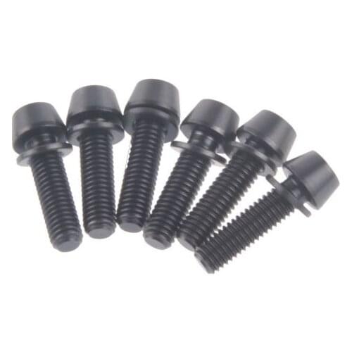 6Pcs M5x20mm Titanium Ti Tapered Head Bolt Washer Allen Hex Bike Screws in Black