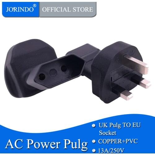 JORINDO UK TO EU,UK Plug-European Travel AC Power Adapter Wire Cord Connector Converter Male To Female Socket Conversion Plug