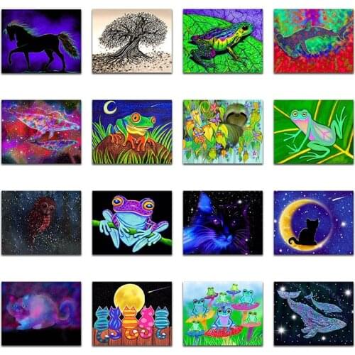 Full Diamond mosaic Cartoon moonlight whale 5D DIY Diamond embroidery animal frog owl cat Diamond painting colorful horse tree