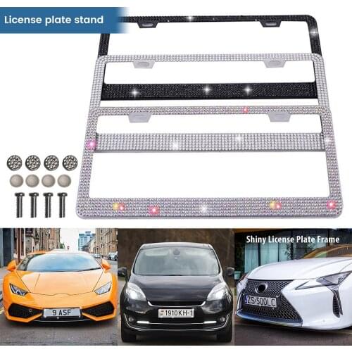 Car Vehicle Rear License Car Stylish Glitter Rhinestones American Car Vehicle Rear License Plate Frame Decoration