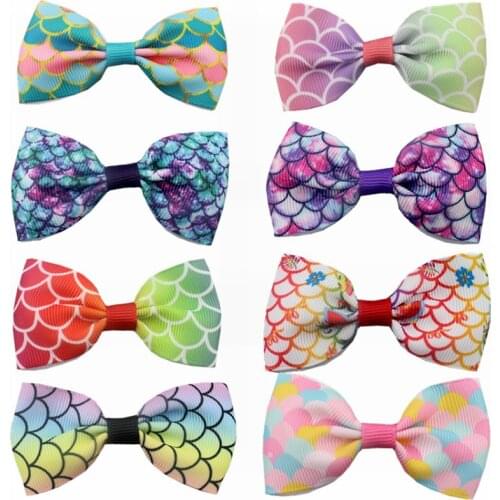 2pcs Mermaid Hair Bows on Alligator Clips Kids Hair Clips Hairpin Bowknot School Headwear Daily Hairgrips Hair Accessories