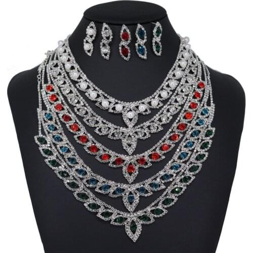 Baroque Crystal Water Drop Bridal Jewelry Sets Rhinestone Tiaras Crown Necklace Earrings for Bride Wedding Dubai Jewelry Set