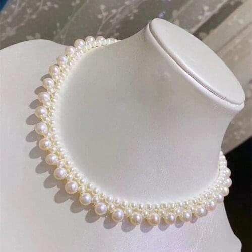 Free shipping classic romantic bridal necklace high quality luster natural white genuine pearl 100% hand craft S925 clasp gift