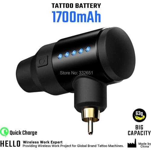 Wireless Tattoo Power Supply 1650mAh Lithium Battery RCA DC Interface Tattoo Machine Gun Supplies