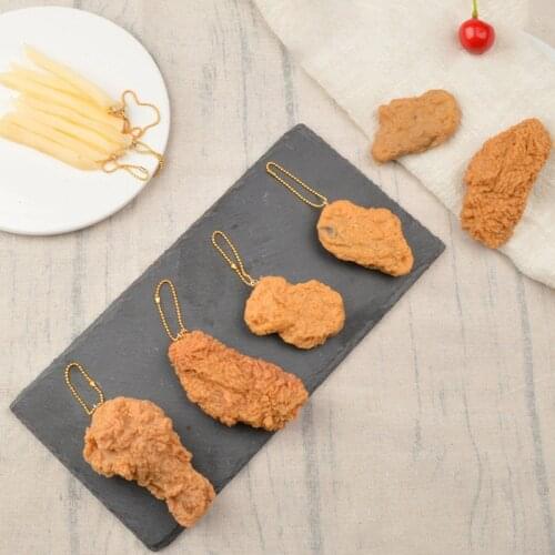 PVC Simulation Food Model Fake Chicken Wings Pig Feet Roast Chicken Backpack Key Ring Buckle Pendant