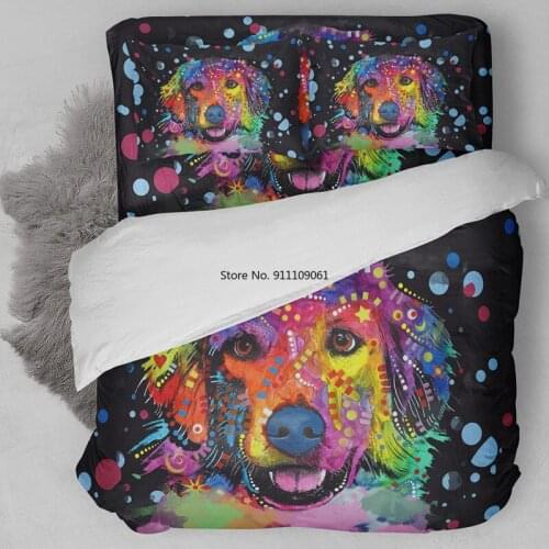 3d Dog Bedding Set Colorful Dog Print Duvet Cover Set with Pillowcase Design Queen King Bed Best Gift Bedline 2-3pcs