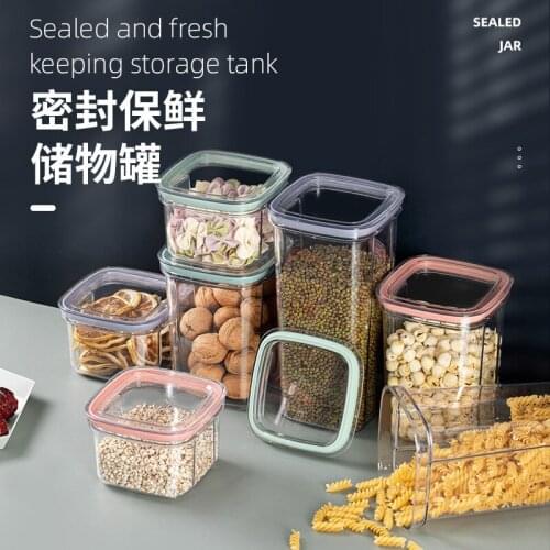 600/1300/2000ML Food Storage Container Plastic Kitchen Refrigerator Noodle Box Multigrain Storage Tank Transparent Sealed Cans