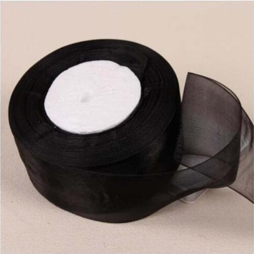 Hot 3mm-50mm Black Organza Ribbon Apparel Sewing Tape Accessory Chiffon Fabric Ribbons Gift Wrapping Wedding Scrapbooking