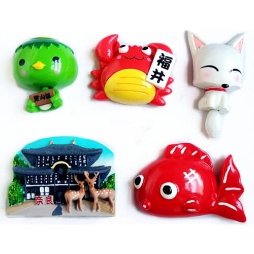 New Hand-painted Japanese Crab Fox Goldfish 3D Fridge Magnets Tourism Souvenirs Refrigerator Magnetic Stickers Gift
