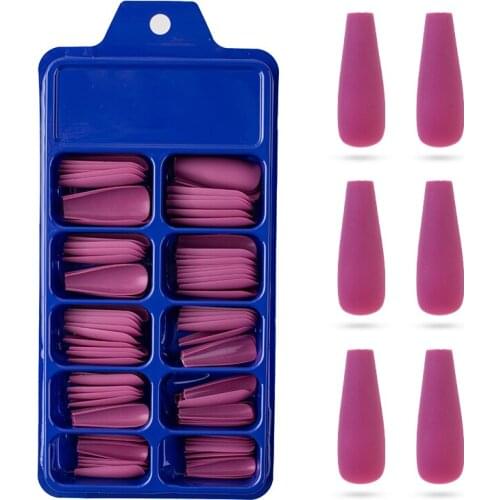 Matte Detachable Long Coffin Fake Nails Rainbow Ballerina Full Nail Art Tips Colorful Beauty Artificial False Nails 100pcs/box