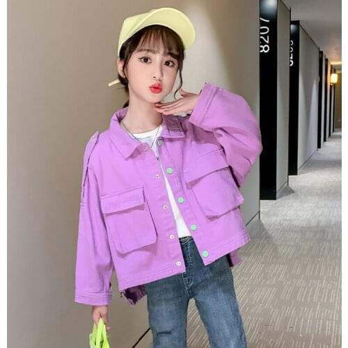 Fashion Children clothes Girls Coats Multi-pocket Cotton Tooling jacket Outer Tops Printed Casual Streetwear 4 7 8 9 10 12 Years