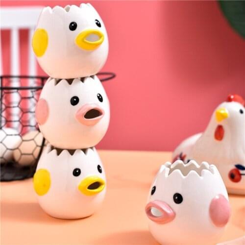 Cartoon Ceramic Egg Yolk White Separator Filter Creative Egg Divider Automatic Chick Egg Separator Baking Cooking Kitchen Gadget