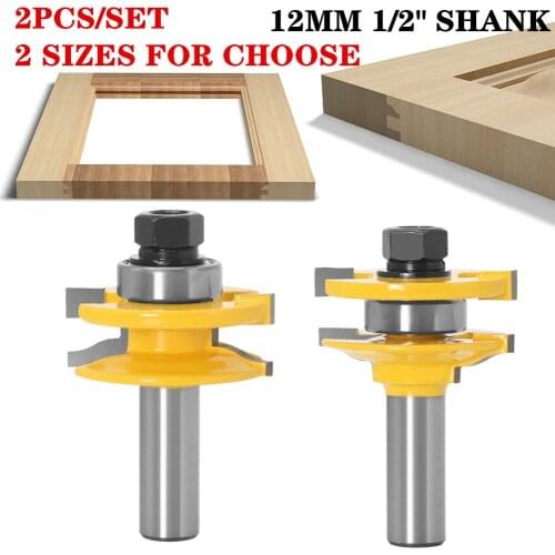 2pcs/set 12.7mm 1/2" Shank Ogee Rail And Stile Matched Wood Router Bit Set Tungsten Carbide Tipped Line Knife Cutter Router Bits