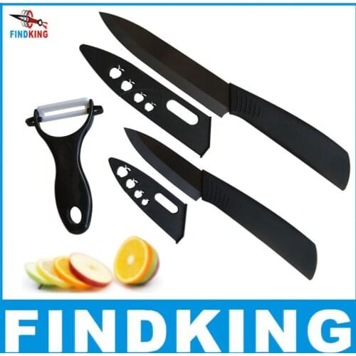 FINDKING 2018 Best Ceramic Knife Sets quality black blade ceramic knife 3pcs Gift Set 3' 5 inch with peeler covers Kitchen Knife