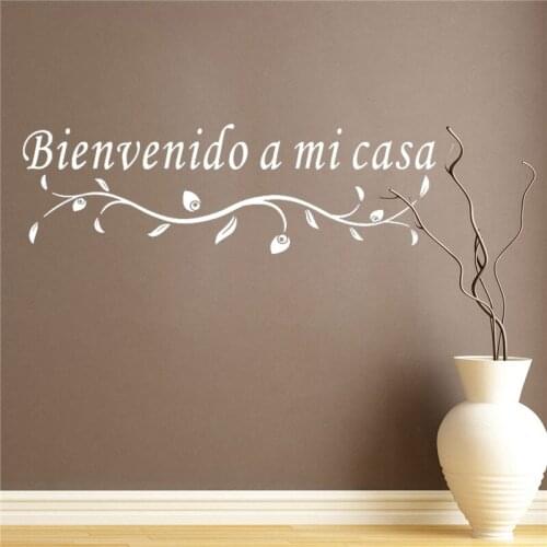 Bienvenido a mi casa Spanish Quote Art Wall Sticker Home Decoration Living Room Vinyl Mural Window Stickers Decals CX431