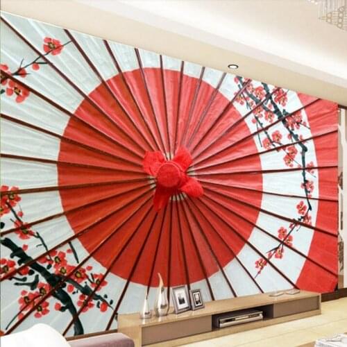 Custom Any Size Mural Wallpaper 3D Stereo Creative Umbrella Japanese Style Living Room TV Sushi Restaurant Background Wall Paper