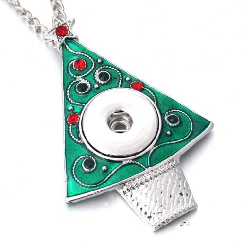 New 18mm Snap Jewelry Snap Button Necklace Christmas Tree Necklace for Women Fit DIY 18mm Snap Buttons Jewelry Christmas Gifts