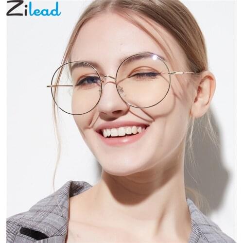 Zilead Oversize Round Glasses Frame For Women&Men Retro Metal Clear Len Glasses Optical Spectacle Glasses Eyeglasses Unisex