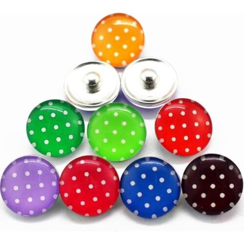 Wholesale 20pcs/lot Multicolor 18mm/20mm Glass Dot Snap Buttons fit DIY Snap Bracelet Jewelry Accessories