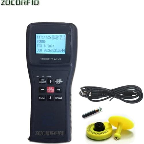 134.2KHz Long Distance Large Memory Portable Animal Microchip Scanner Animal Ear Tag Reader Handheld Reader ISO11785/84 FDX-B