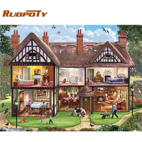 RUOPOTY Frame DIY Painting By Number Landscape Modern Acrylic Paint On Canvas Painting Unique Gift For Home Decor 40x50cm Art