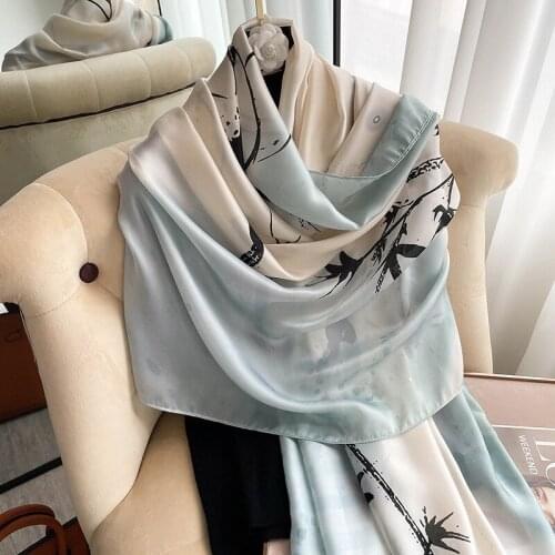 2021 luxury brand ladies long scarf silk scarf shawl painting pashmina lady Women Neck Wrap Floral Hijab Foulard Scarves Female