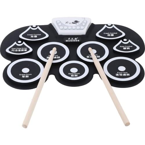 Silicone Portable Foldable Digital USB Roll-up Electronic Drum Pad Kit with Stick and Foot Pedal