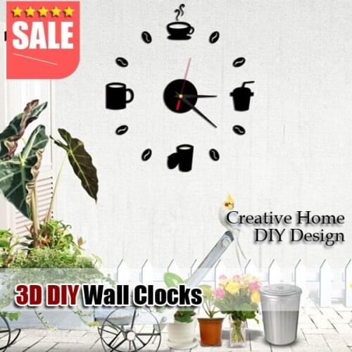 Modern 3D clock watch DIY wall clocks sale acrylic mirror clock diy home decor living room 3d stickers needle quartz clock