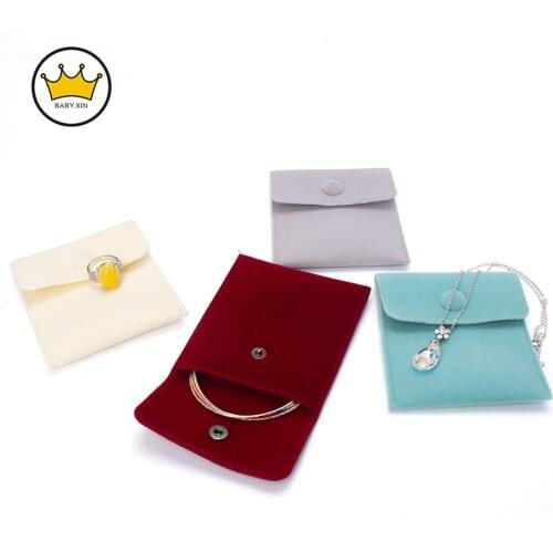 Jewelry Packaging Bags Snap Fastener Velvet Gift Bracelet Bag Necklace Earrings Ring Storage Pouch Buckle Bag Bracelet