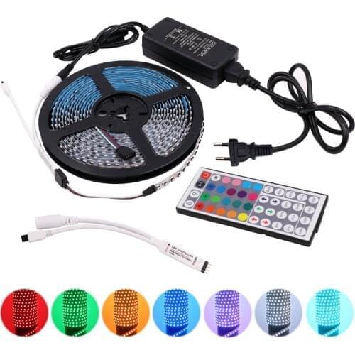 5M LED Strip Light Remote Control 3535 DC12V 120LED 600 Pixels RGB LED Flexible Light Waterproof with EU/US/UK/AU 5A Power plug