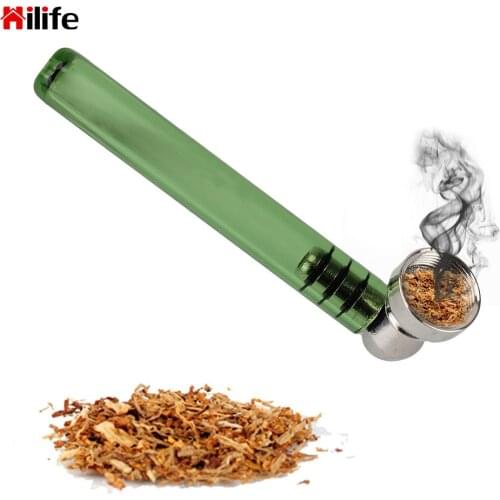 Tobacco Pipas Herb Pipes With Metal Bowl Metal Tobacco Hand Spoon With Clear Handle 93MM Premium Glass Smokeing Pipe Removable