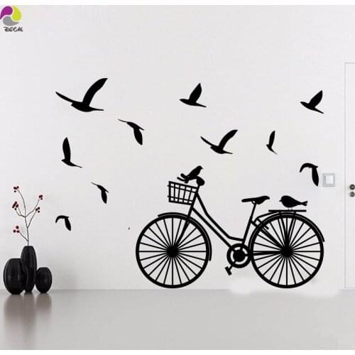 Bike With Bird Wall Sticker Living Room Kids Room Bicycle Bird Animal Wall Decal Bedroom Vinyl Home Decor Easy Removable Art