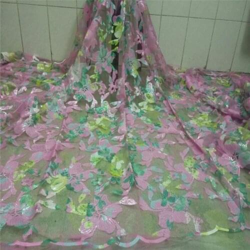 High Quality African nigerian Lace Fabric Sequins tulle fabric With Stones For Dress Embroidery Tulle dress 66-351