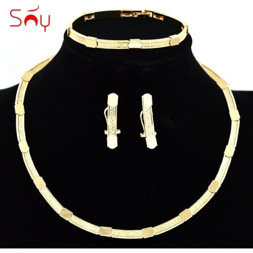 Sunny Jewelry Round Collar Jewelry Set For Women Necklace Earrings Bracelet Set For Anniversary Jewelry Classic Jewelry Findings