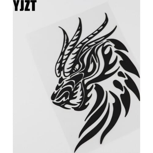 YJZT 12CMX17.2CM Fun Dragon Head Mythical Graphics Vinyl Car Sticker Black /Silver 13C-0103