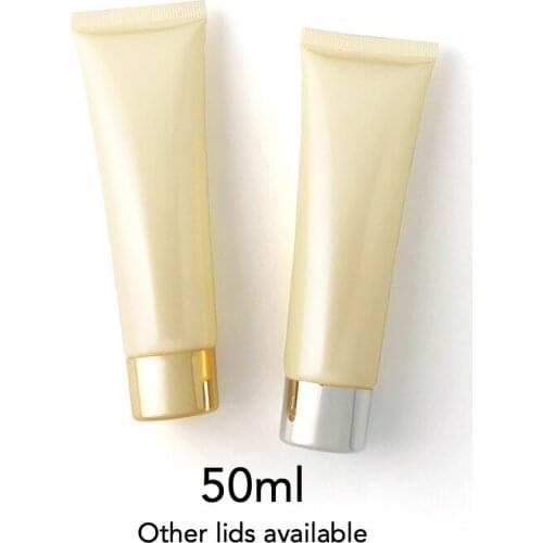 Pearl Yellow 50ml Plastic Empty Soft Bottle 50g Cosmetic Container Hand Cream Lotion Packaging Refillable Squeeze Tube 20pcs
