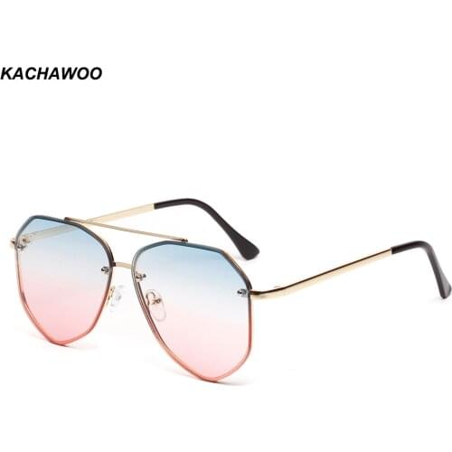 Kachawoo women sunglasses retro metal frame gifts men sun glasses gradient blue brown 2019 summer accessories