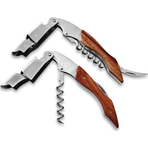 100pcs/lot High Quality Wood Handle Professional Wine Opener Multifunction Portable Screw Corkscrew Wine Bottle Opener
