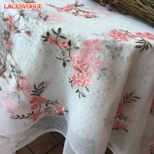 2meters 140cm Mesh embroidery lace fabric Handmade DIY Dress decoration Garment material Needlework sewing accessories 348