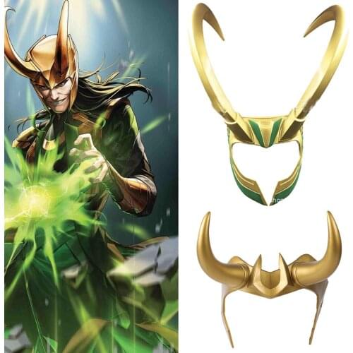 2 Styles Loki Cosplay Helmet God Of Evil PVC Horns Headwear Halloween Carnival Adult Men Women ​Accessories Loki Costume Props