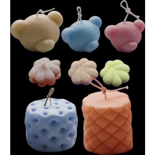 3D Flower Shape Candle Mold Silicone Soap Making Mould Fondant Cake Chocolate Decorating DIY Baking Tools