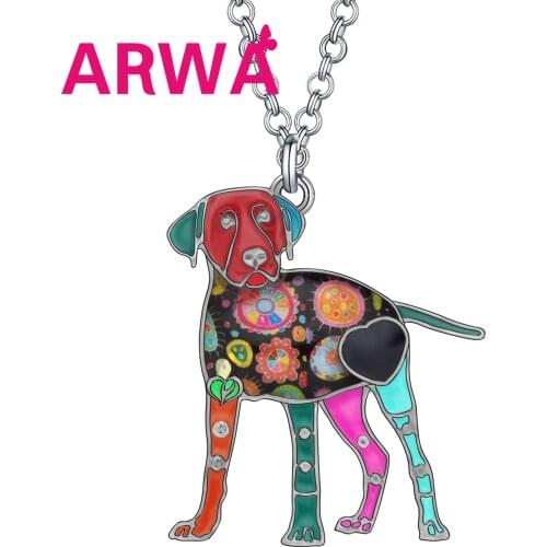 ARWA Enamel Alloy Rhinestone Labrador Dog Necklace Pendant Animal Jewelry For Women Girls Kids Pet Lover Charm Party Accessories
