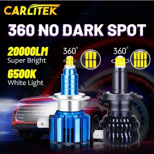 H7 LED Headlight For Cars 20000LM H1 H4 H8 H9 H11 Auto Lamps High Beam Hir2 9012 HB4 9006 HB3 9005 Light Bulb 360 Turbo CARLITEK