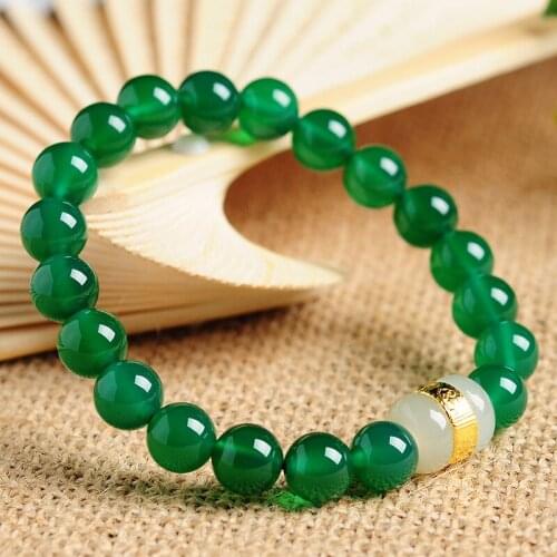 Natural Hetian Jade Agate Beads Elastic Bracelet Jadeite Jewelry Fashion Charm Accessories Hand-Carved Lucky Amulet Gifts Women