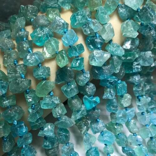 LOOSE BEADS blue Apatite barqoue nuggets 8-11mm wholesale for DIY jewelry necklace 37cm